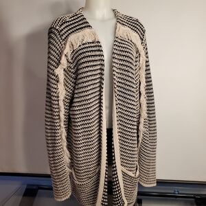 Knox Rose XXL Black and Cream Striped Cardigan